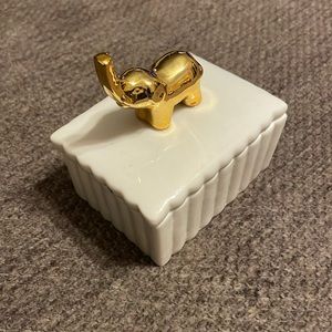 Elephant deco trinket box , white